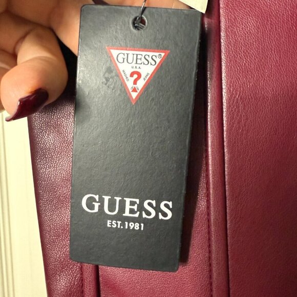 Guess Faux Leather Burgundy Midi Dress - NWT - Picture 5 of 12